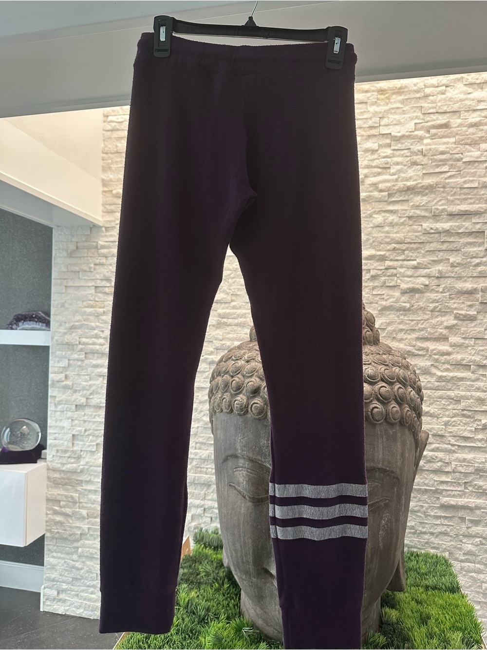 Lauren Moshi Plum Purple Sweatpants Silver Star Stripes XS - Picture 2 of 7